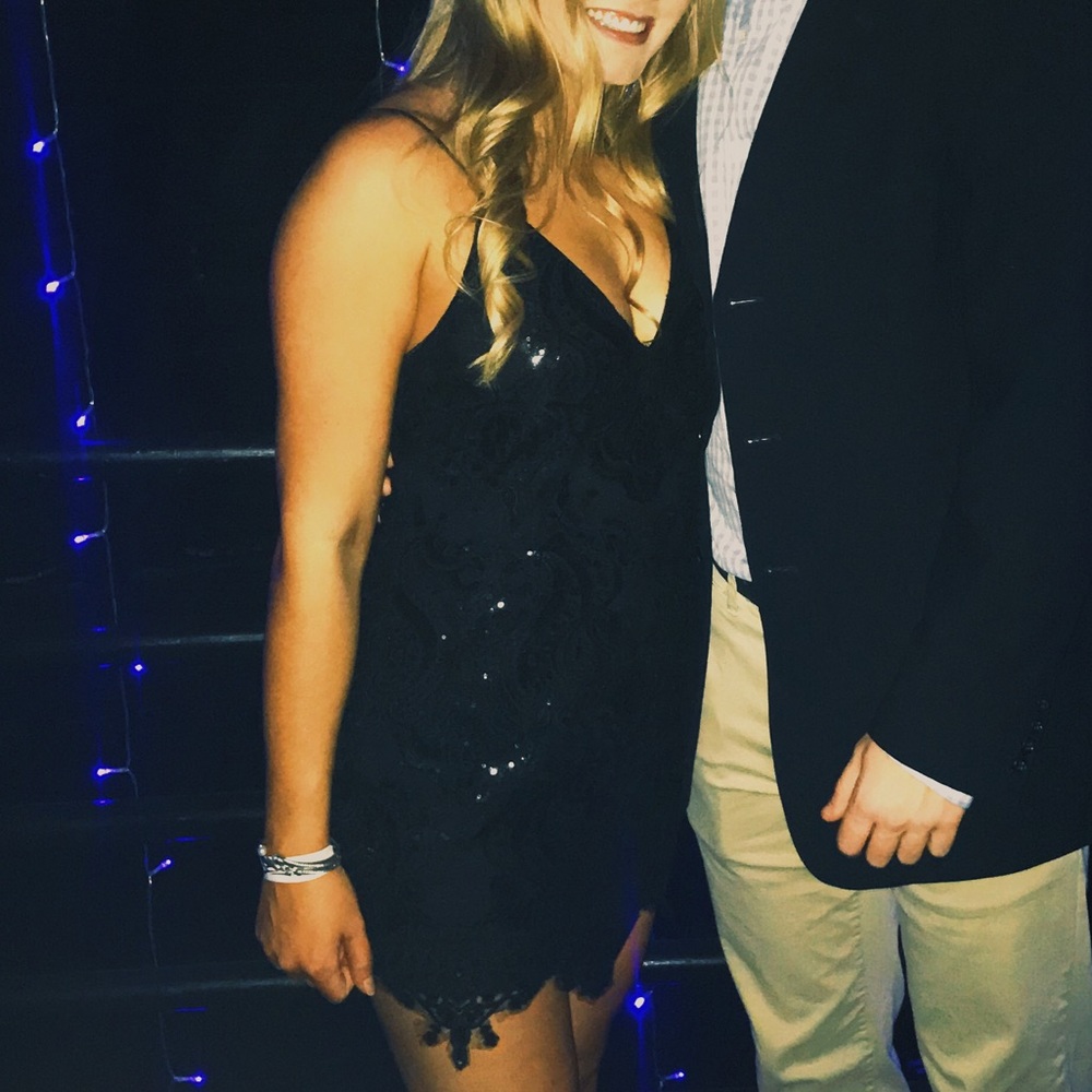 Tobi black sequin mini dress